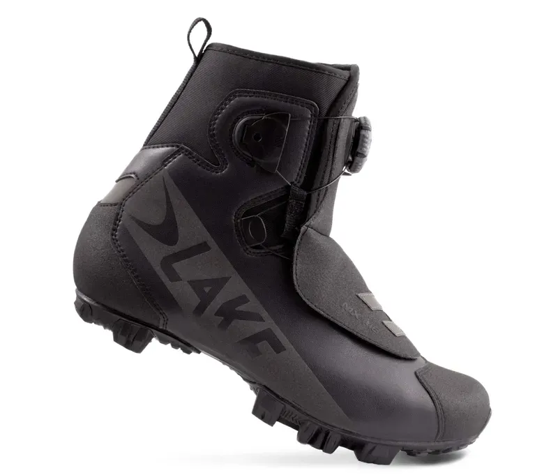 Lake MX146-X Wide Winter Cycling Boots in Black/Black Reflective
