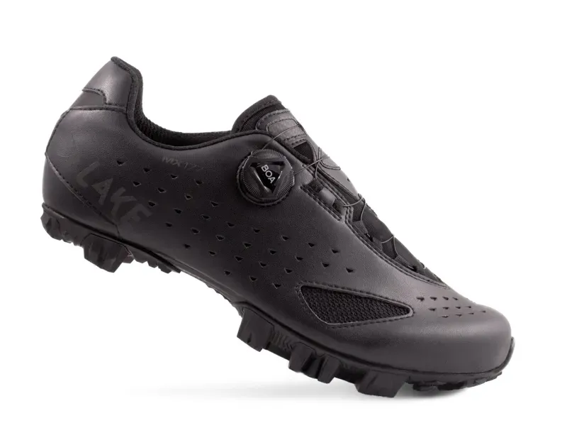 Lake MX177-X Wide Mountain Bike Shoes in Black/Black Reflective